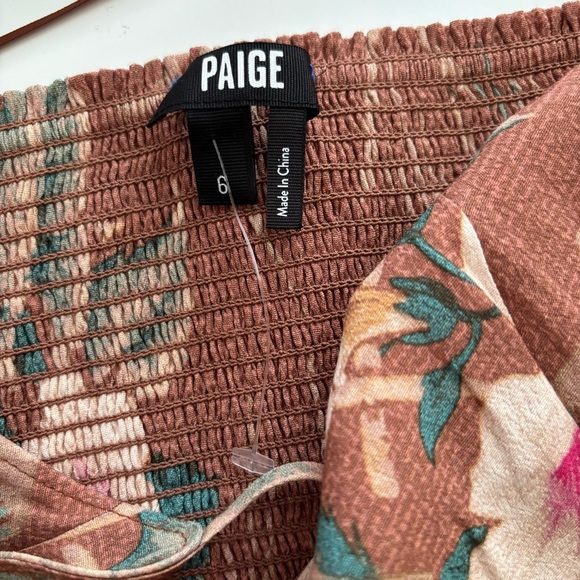 PAIGE Portland Floral Halter Jumpsuit Sz 6 NEW NWT Mocha Bisque - Picture 5 of 8